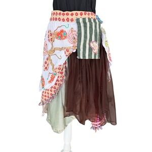 Auntie M One-of-a-Kind Handmade Boho Appliqué Festival Artwear Skirt